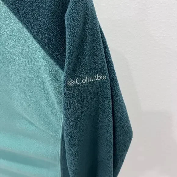 Columbia Two-Tone Green Lightweight Fleece Quarter-Zip Pullover ~ Women’s SM - Picture 2 of 5